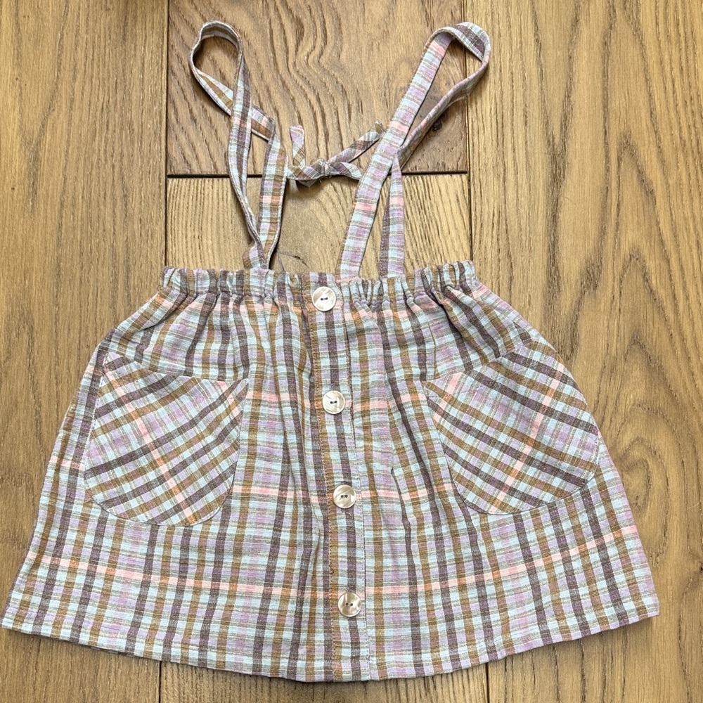 Zara Kids Plaid Dress with Straps - Pink and Brown